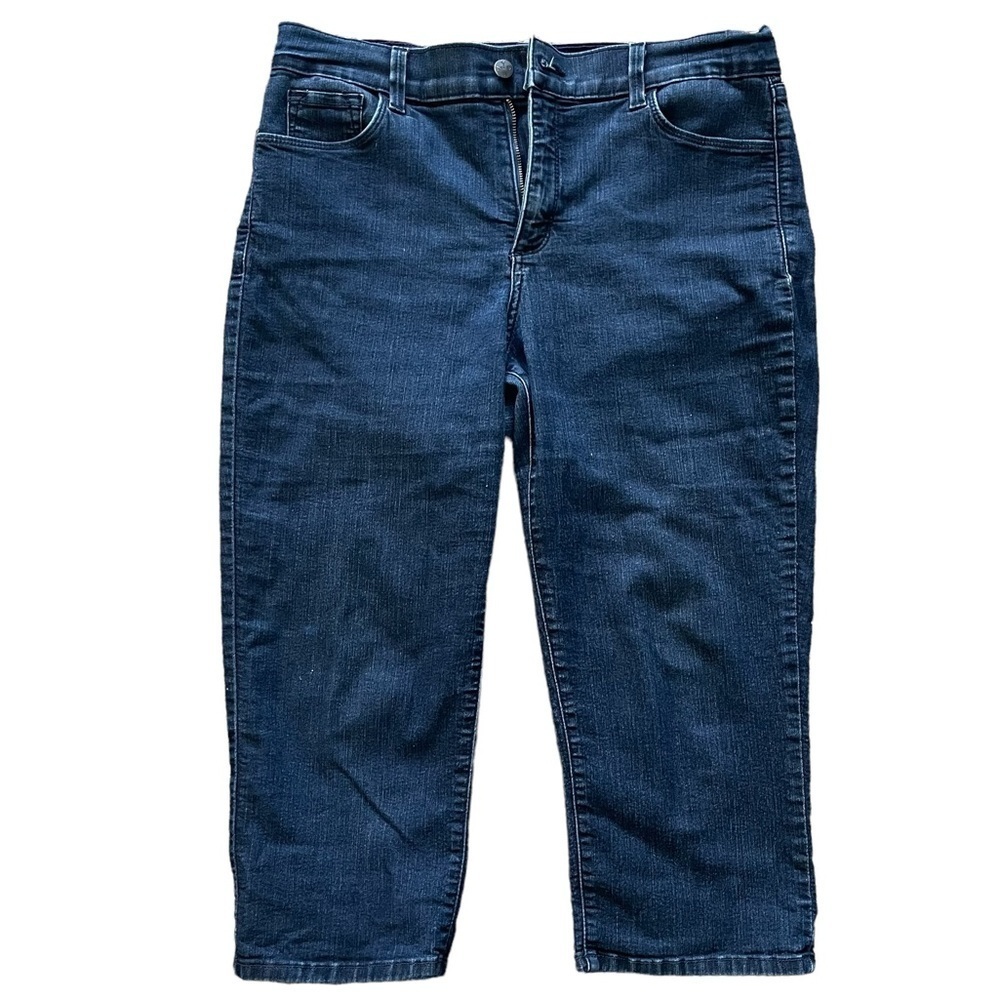 𝅺NYDJ womens lift and tuck technology capri blue jeans stretchy size 12